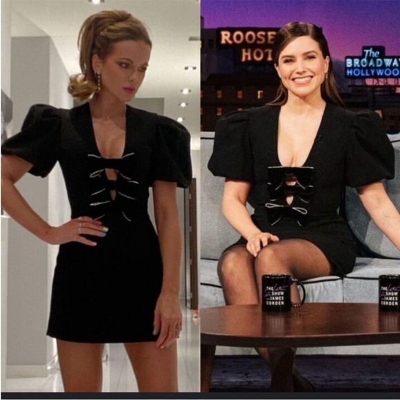 New Rebecca Vallance Katie Crystal Bow Mini Dress - Picture 7 of 12